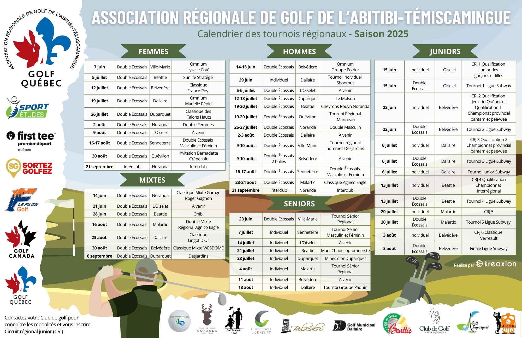 Calendrier ARGAT 2025